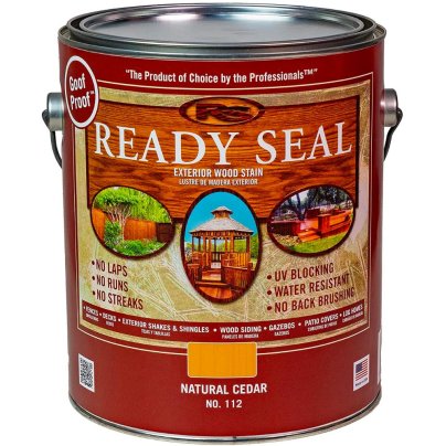A can of Ready Seal Wood Stain and Sealer on a white background.