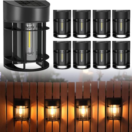  Doeslag Solar Fence Lights With Edison Bulbs