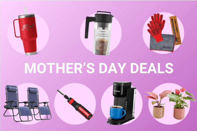 Mother's day gift collage set on purple background